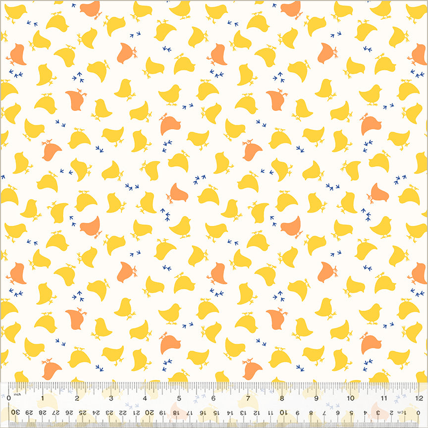 Chicken Littles Quilt Fabric - Baby Chicks in Yolk Yellow/White - 54088-3