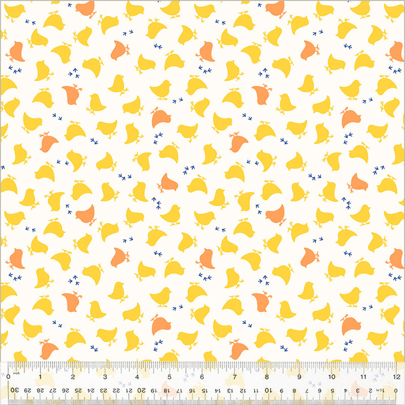 Chicken Littles Quilt Fabric - Baby Chicks in Yolk Yellow/White - 54088-3