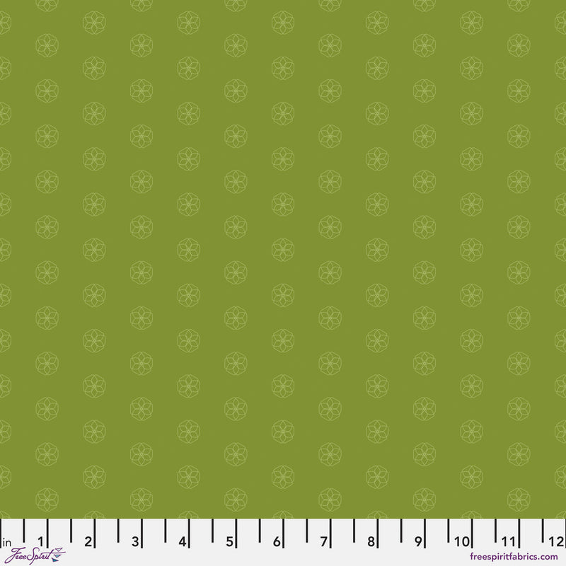 Chromatics Quilt Fabric - Medallion in Pea Green - PWFS062.PEA