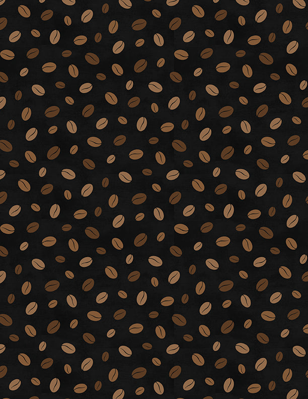 Coffee Life Quilt Fabric - Coffee Bean Toss in Black - 1828-82672-922