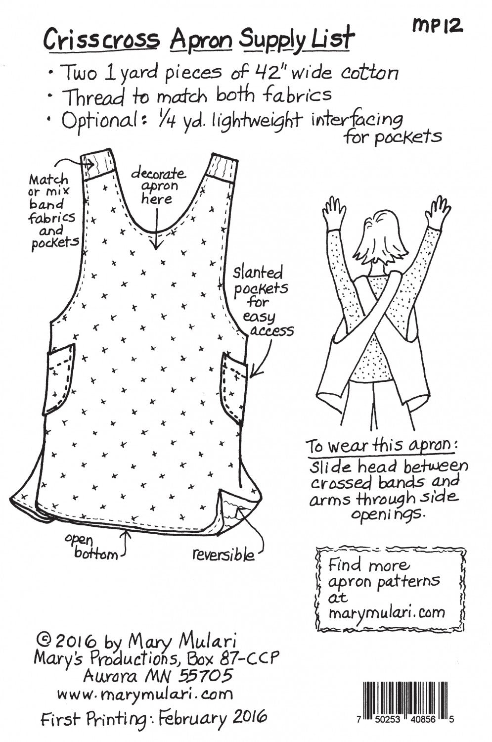 Crisscross Apron Pattern - MP12