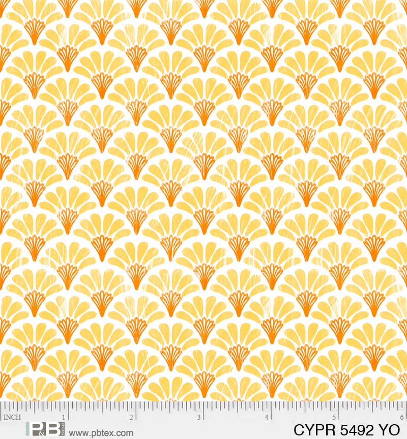 Cyprus Quilt Fabric - Small Scale Scallops in Yellow/Orange - CYPR 5492 YO