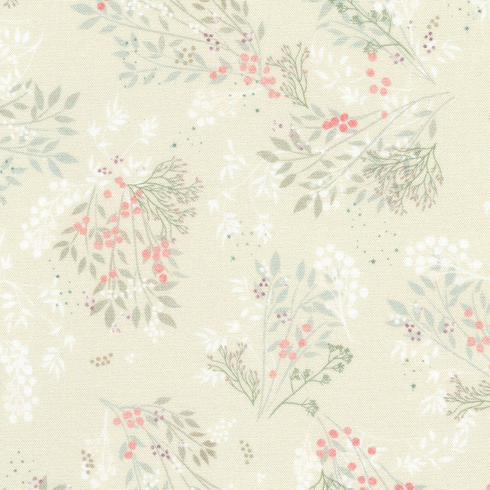 Deer Wilds Quilt Fabric - Floral Sprigs in Pearl Cream - AQOD-22718-90 PEARL