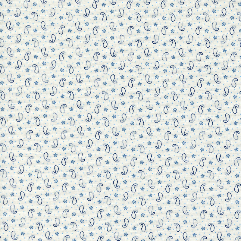 Denim and Daisies Quilt Fabric - Petite Paisleys in Daisy Denim Blue - 35387 11