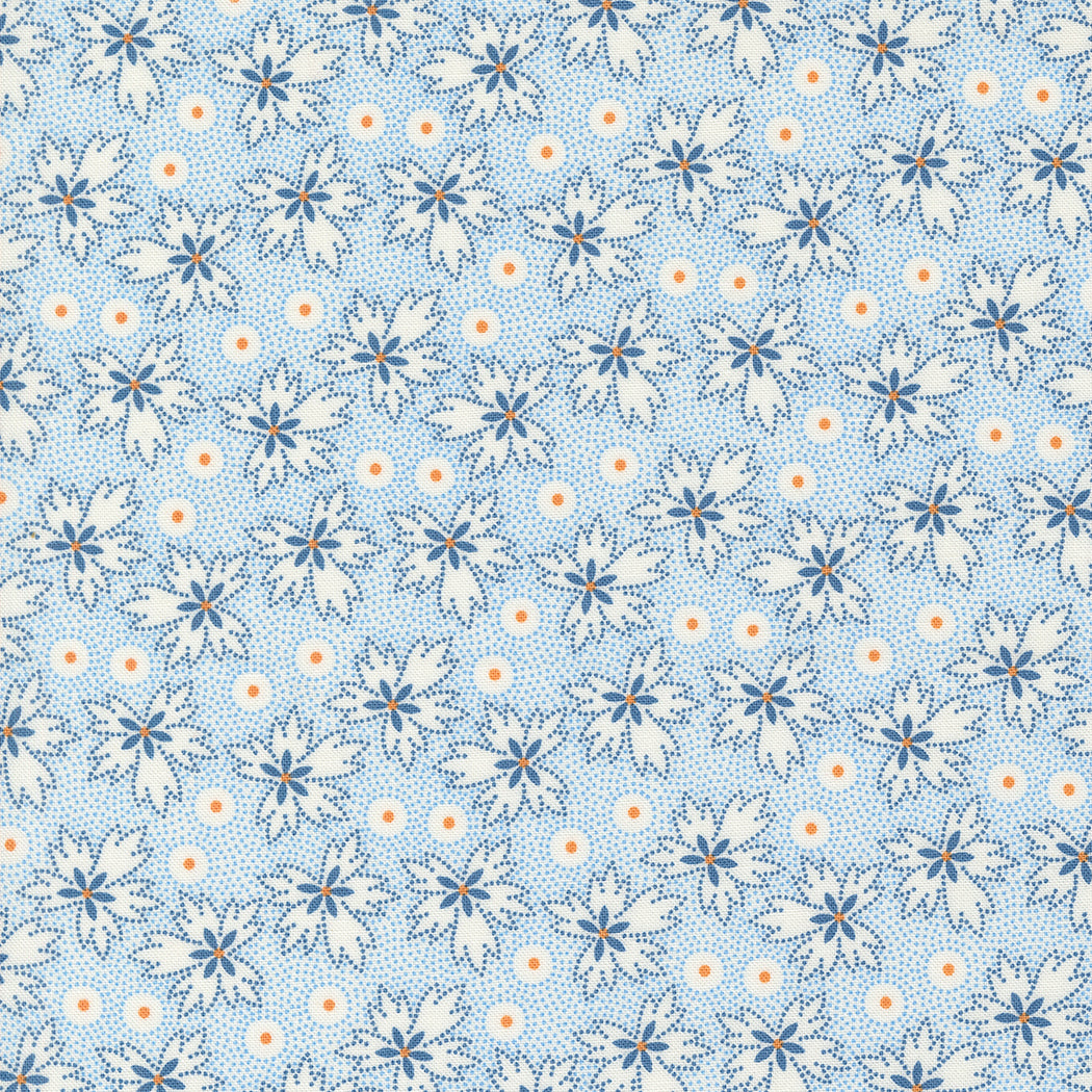 Denim and Daisies Quilt Fabric - Prairie Leaf Dot in Stonewashed Blue - 35385 11