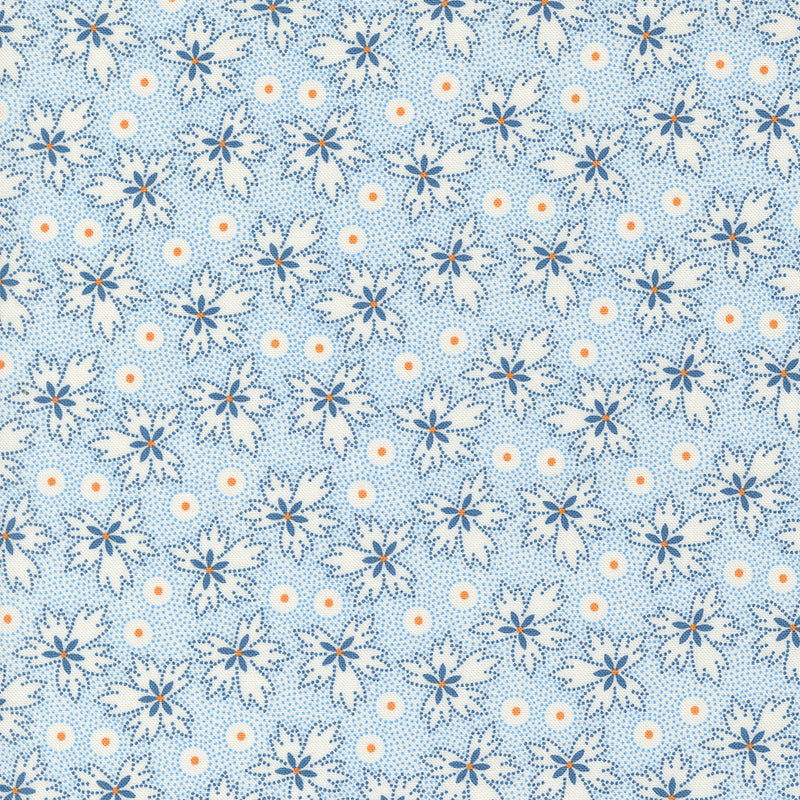 Denim and Daisies Quilt Fabric - Prairie Leaf Dot in Stonewashed Blue - 35385 11