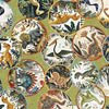 Dinoroars! Quilt Fabric - Dinosaur Medallions in Olive Green - 2600 30811 H