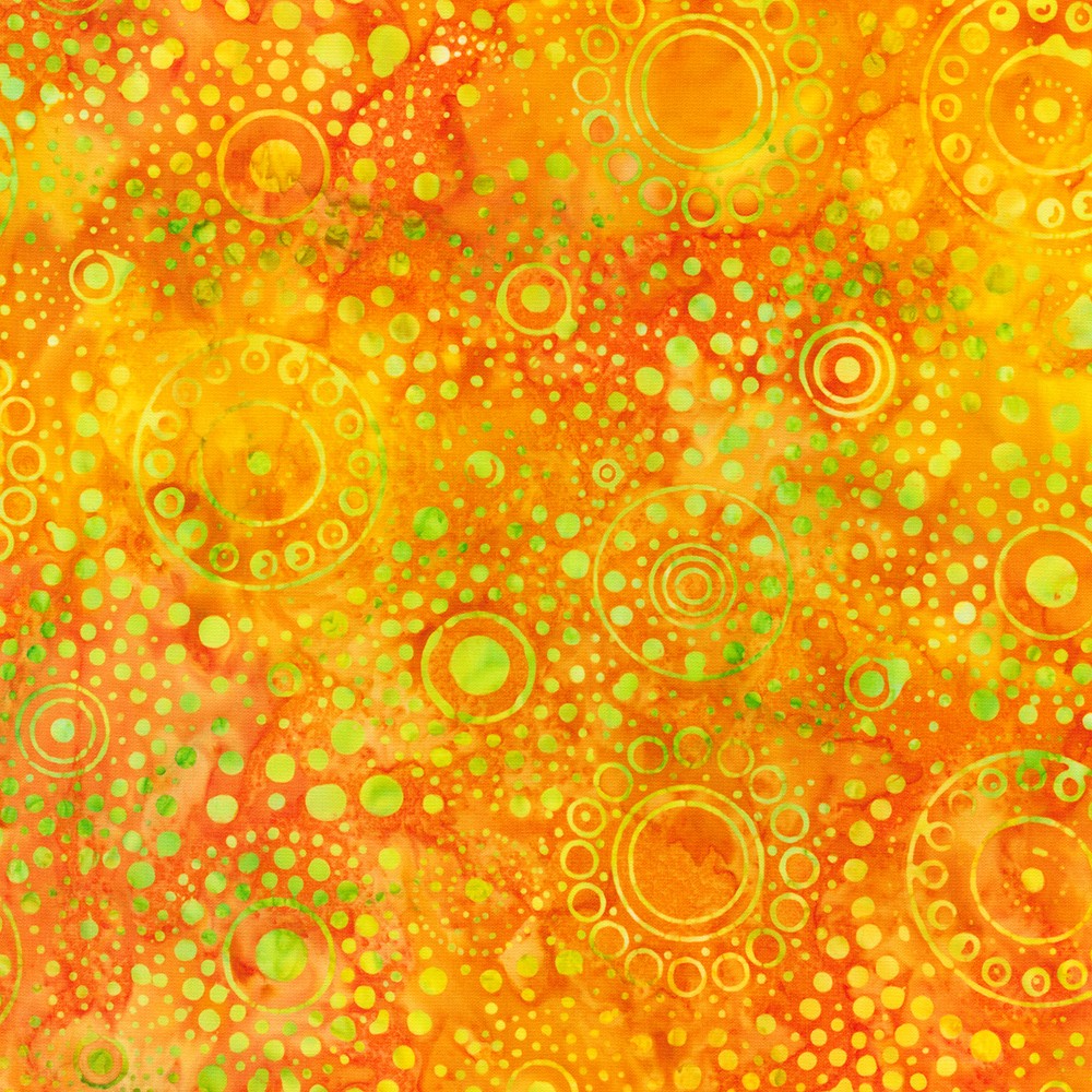 Dotted Batik Quilt Fabric - Dotted Medallions in Citrus Orange/Yellow - AMD-22656-134 CITRUS