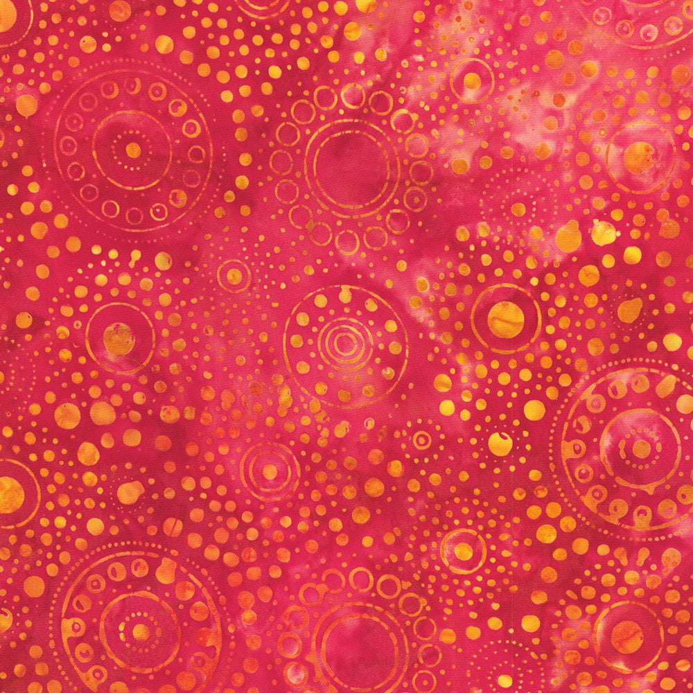 Dotted Batik Quilt Fabric - Dotted Medallions in Flame Red - AMD-22656-101 FLAME