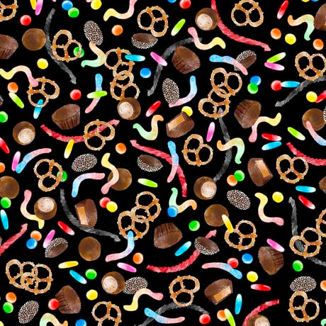 Double Feature Quilt Fabric - Candy Toss in Black  - 2600 30433 J