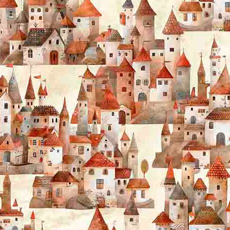 Dragon Dreams Quilt Fabric - Castle in Tan - 2600 30959 A