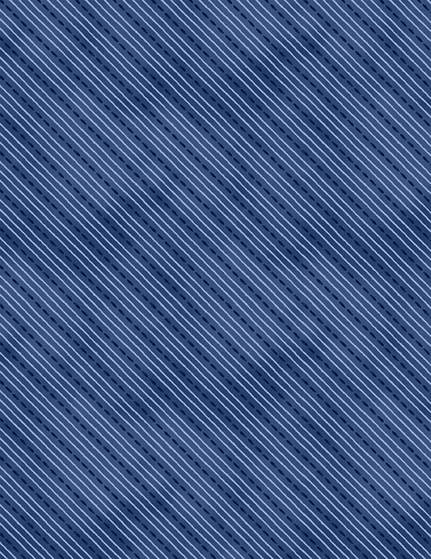 Dreaming in Blue Quilt Fabric - Dashed Lines in Dark Blue - 3060 36278 414