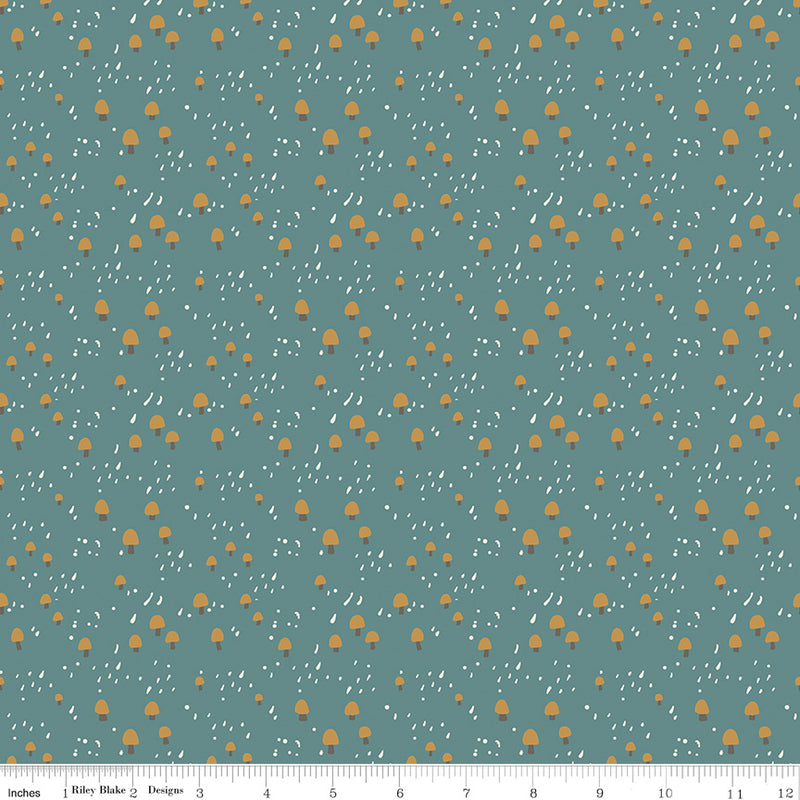 Elmer and Eloise Quilt Fabric - Mushrooms in Teal - C14244-TEAL