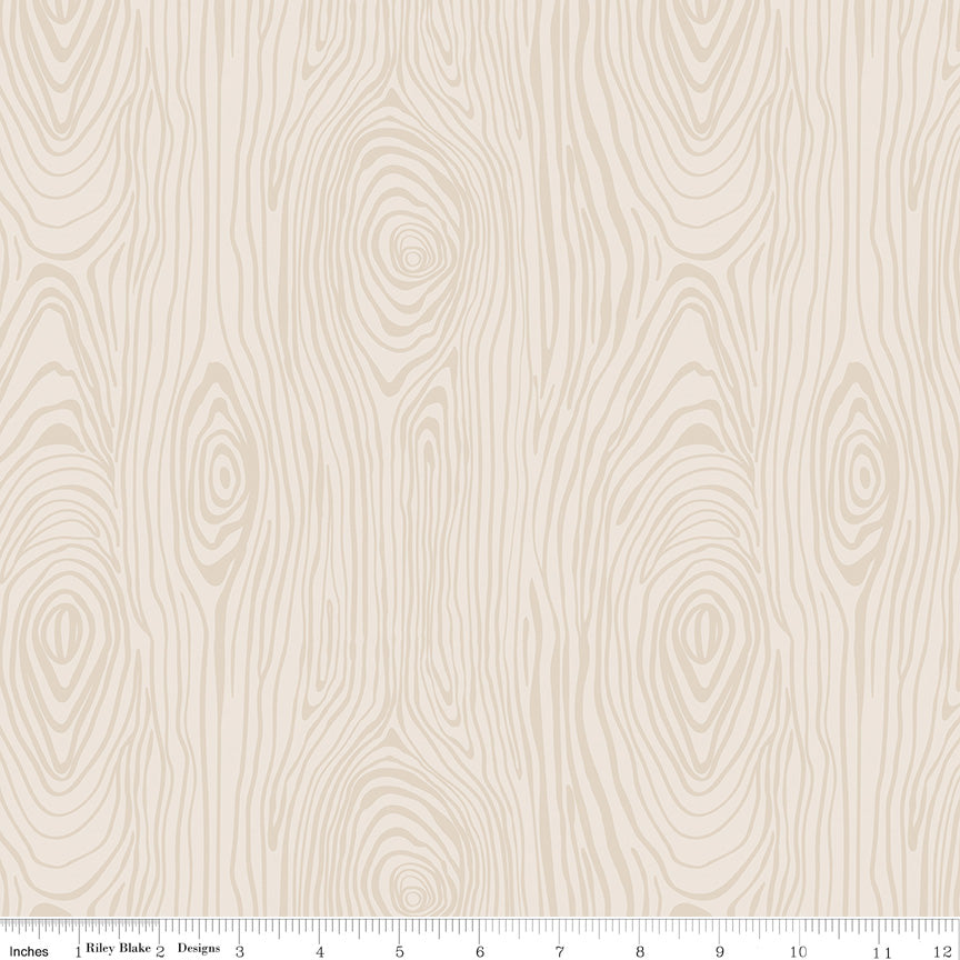 Elmer and Eloise Quilt Fabric - Woodgrain in Latte Tan - C14242-LATTE