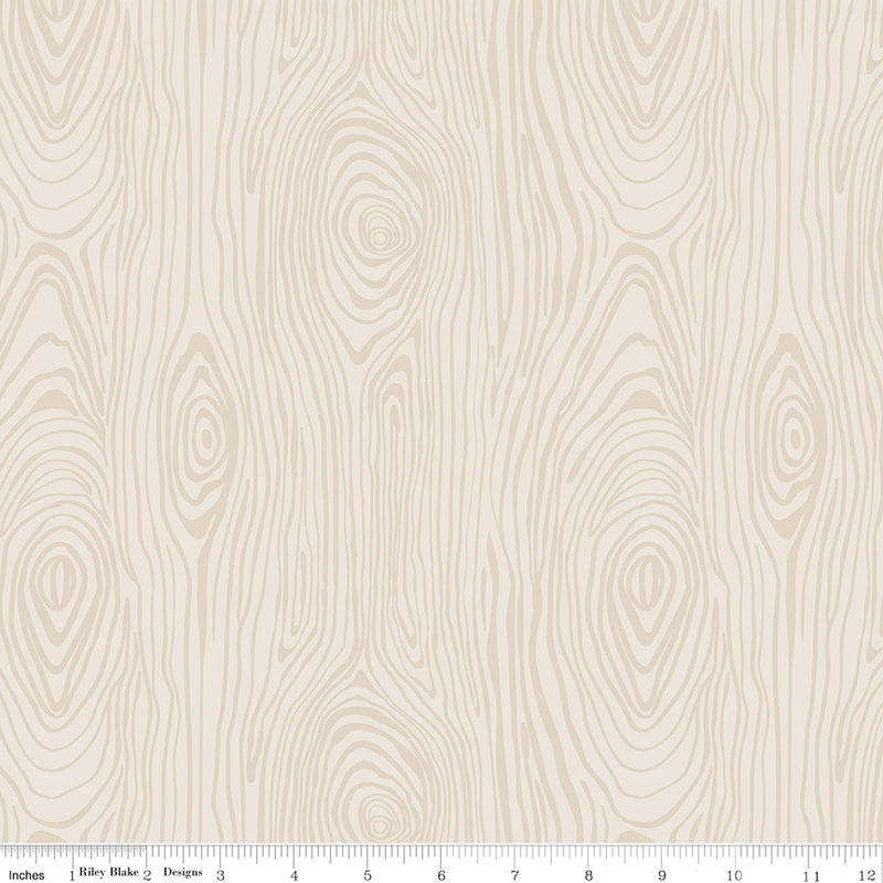 Elmer and Eloise Quilt Fabric - Woodgrain in Latte Tan - C14242-LATTE