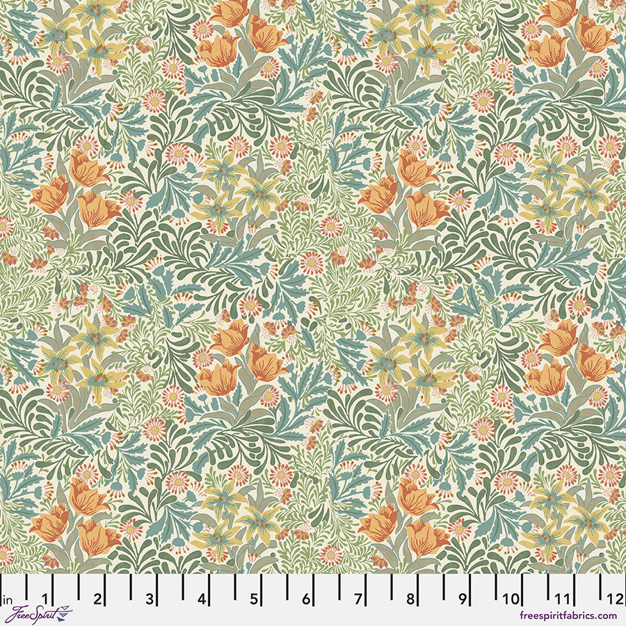 Emery Walker's House Quilt Fabric by Morris & Co - Bower in Herball Green/Multi - PWWM099.HERBALL