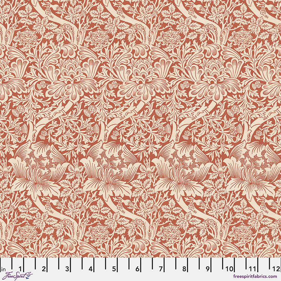 Emery Walker's House Quilt Fabric by Morris & Co - Rose and Thistle in Madder Red - PWWM112.MADDER