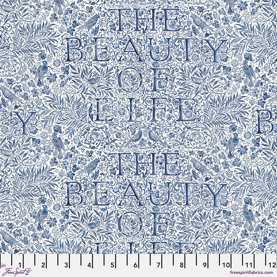 Emery Walker's House Quilt Fabric by Morris &amp; Co - The Beauty of Life in Indigo Blue - PWWM114.INDIGO