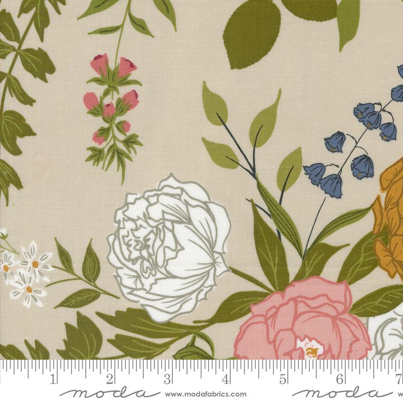 Enchantment Quilt Fabric - Grand Gesture Florals in Stone Tan - 43170 12