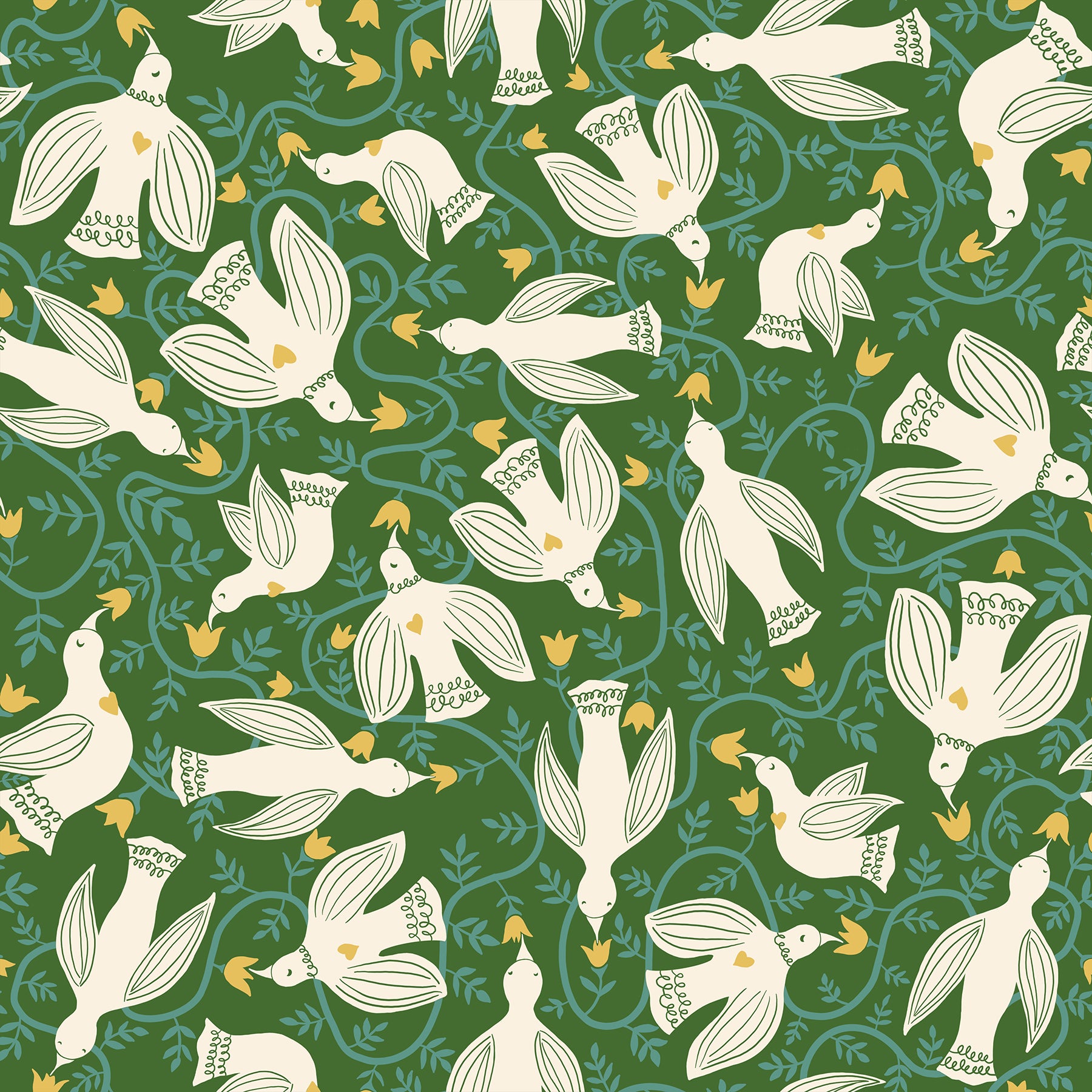 Endpaper Quilt Fabric by Ruby Star Society - Hummingbirds in Sarah Green - RS6040 12