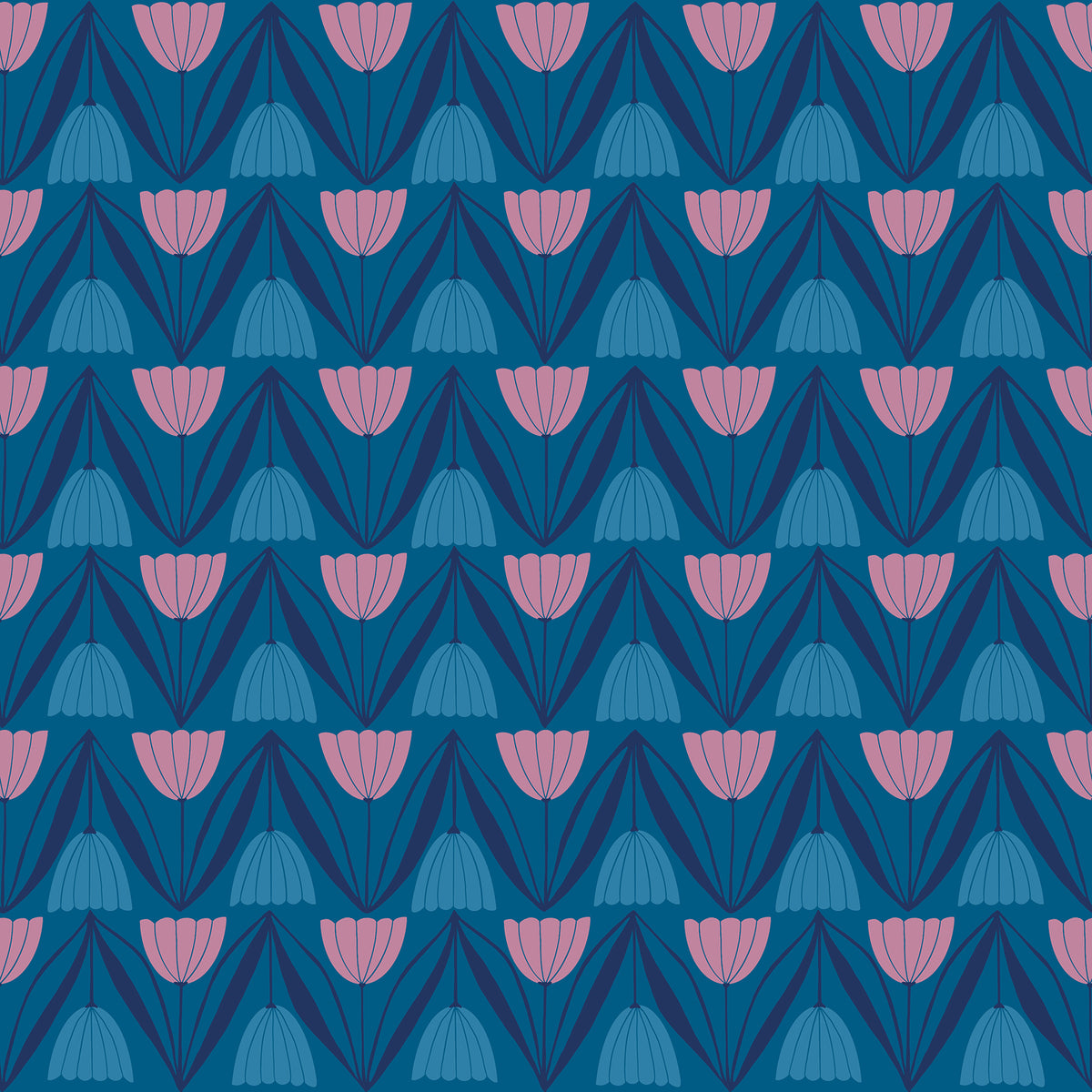 Endpaper Quilt Fabric by Ruby Star Society - Tulips in Blue Raspberry - RS6043 16