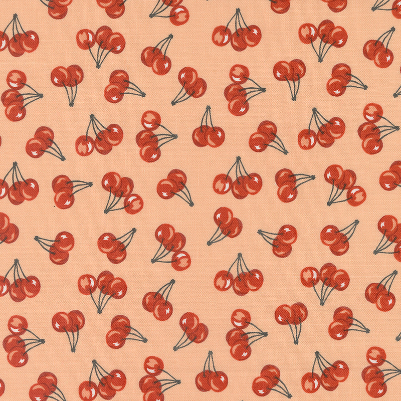 Farmstead Quilt Fabric - Farm Fresh Cherries in Light Coral Pink - 20906 20