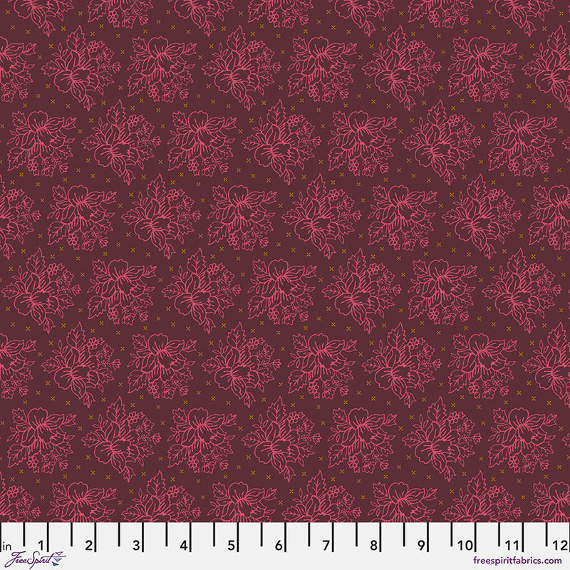 Field Study Quilt Fabric - Thicket in Calm (Burgundy) - PWSK071.CALM