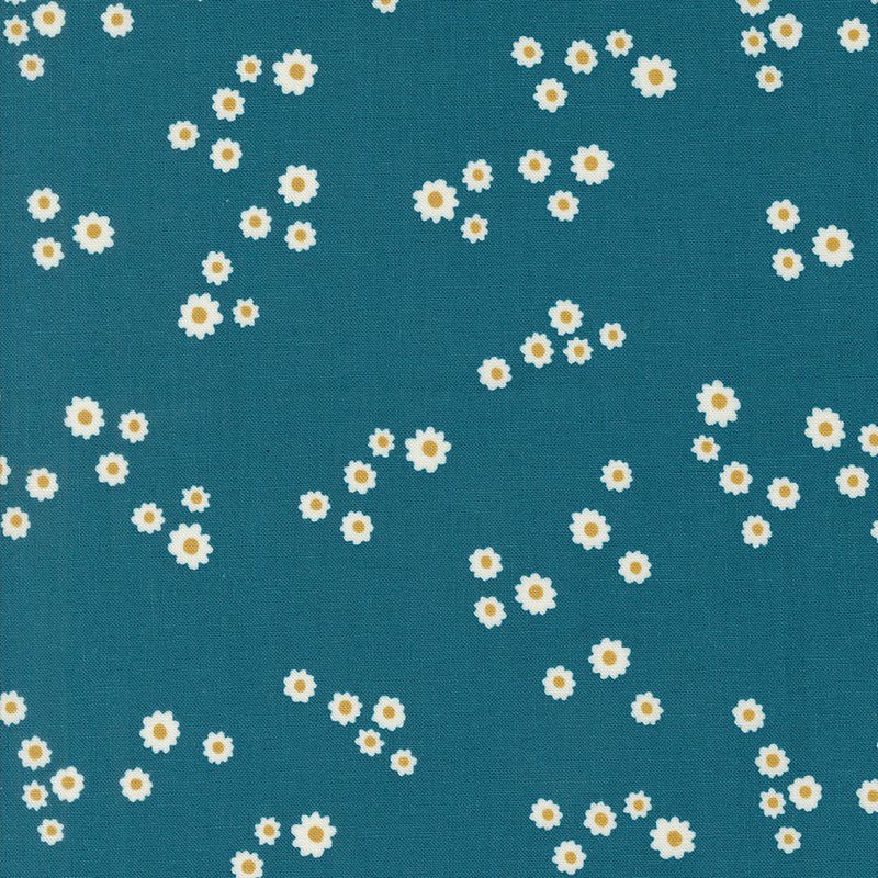 Field of Flowers Quilt Fabric - Chamomile in Peacock Teal - 3316 16