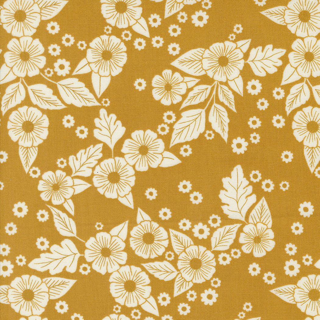 Field of Flowers Quilt Fabric - Floral Scatter in Goldenrod - 3313 13