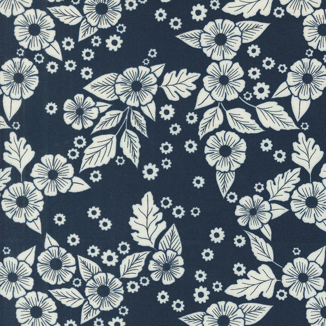 Field of Flowers Quilt Fabric - Floral Scatter in Navy Blue - 3313 19