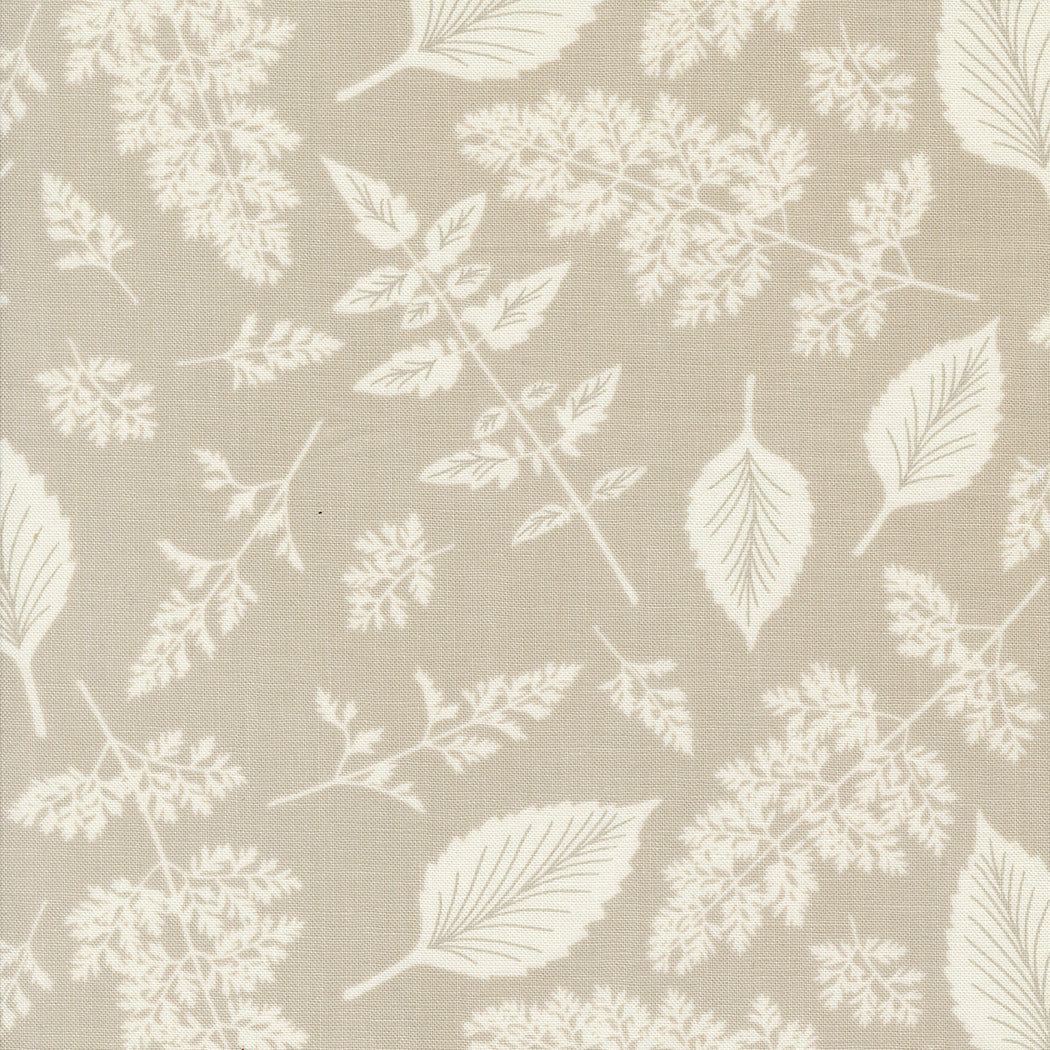 Field of Flowers Quilt Fabric - Leaf Pattern in Flax Tan - 3315 12