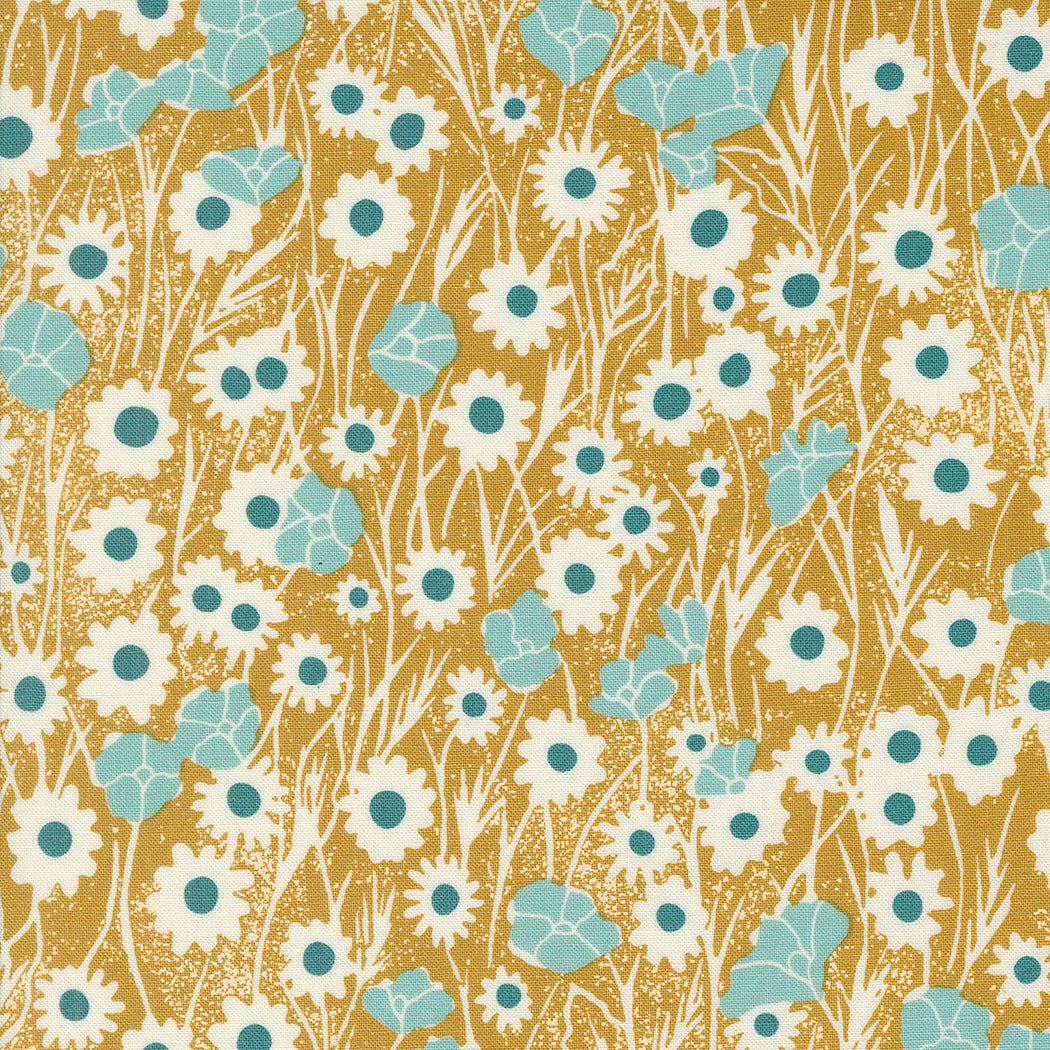 Field of Flowers Quilt Fabric - Poppy Field in Goldenrod - 3312 13