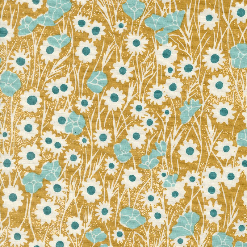 Field of Flowers Quilt Fabric - Poppy Field in Goldenrod - 3312 13