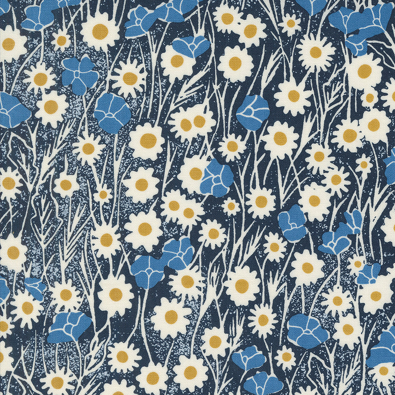 Field of Flowers Quilt Fabric - Poppy Field in Navy Blue - 3312 19