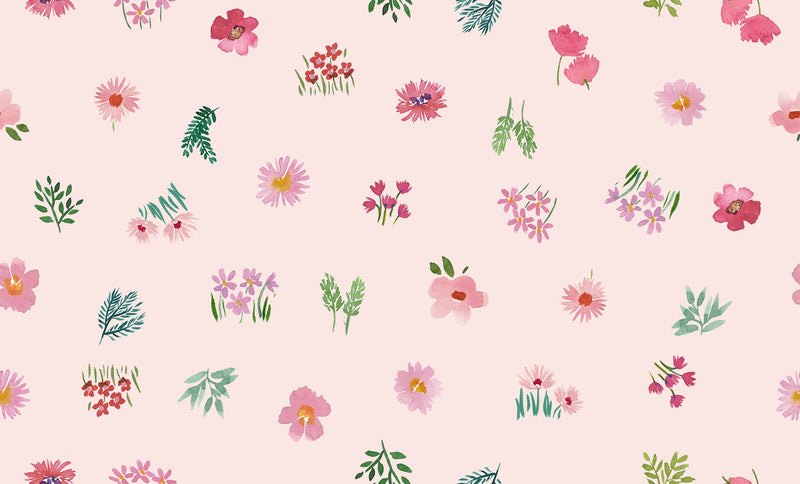 Flowers Collection Quilt Fabric - Dancing Flowers in Petal Pink - BG045