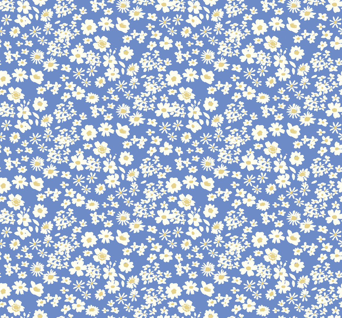 Flowers Collection Quilt Fabric - Ditsy Floral in Cornflower Blue - BG042