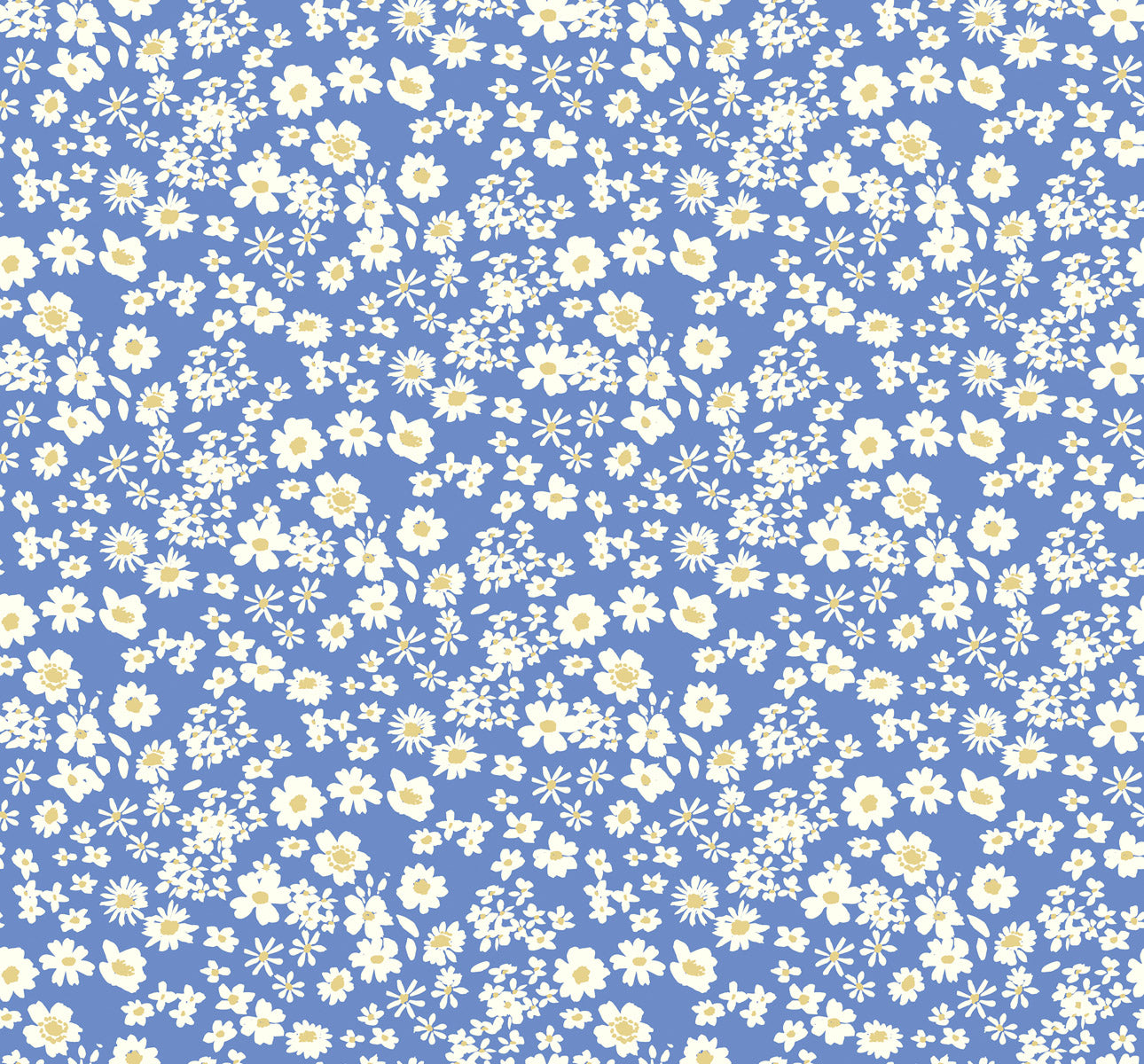 Flowers Collection Quilt Fabric - Ditsy Floral in Cornflower Blue - BG042