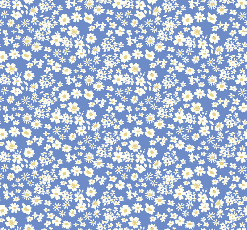 Flowers Collection Quilt Fabric - Ditsy Floral in Cornflower Blue - BG042