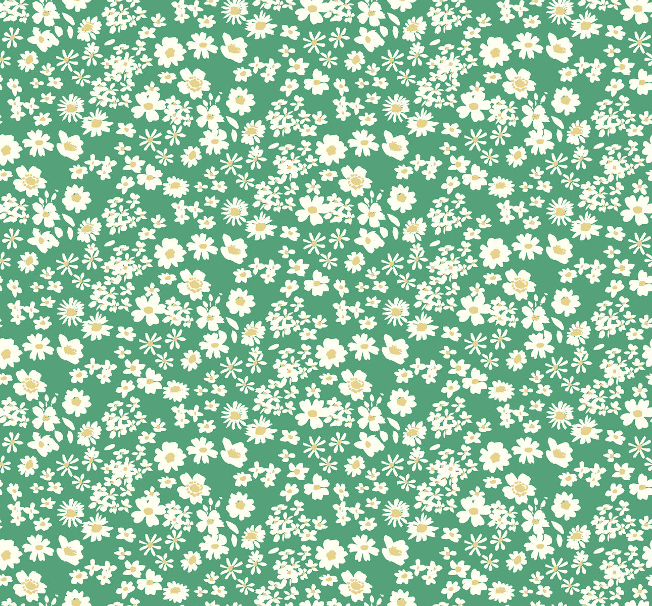 Flowers Collection Quilt Fabric - Ditsy Floral in Grass Green - BG041