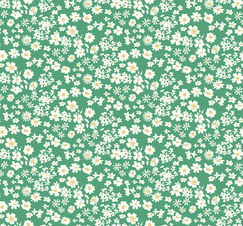 Flowers Collection Quilt Fabric - Ditsy Floral in Grass Green - BG041