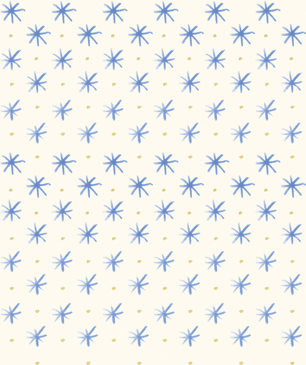 Flowers Collection Quilt Fabric - Stars in Cornflower Blue/Off White - BG039