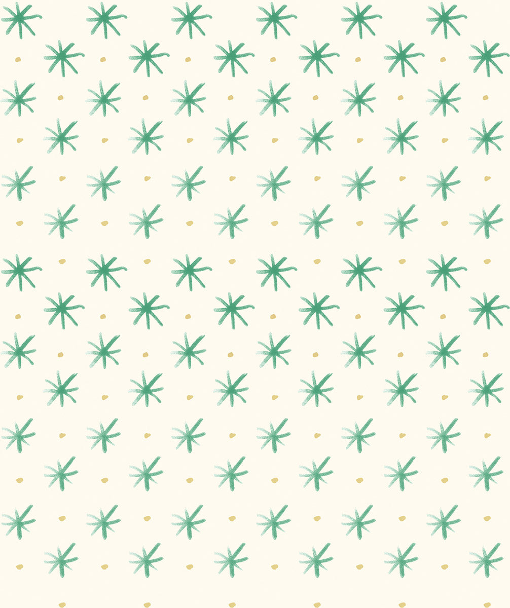 Flowers Collection Quilt Fabric - Stars in Grass Green/Off White - BG038