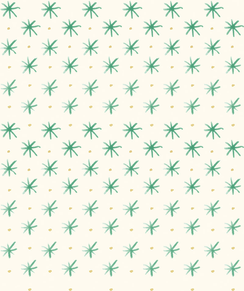 Flowers Collection Quilt Fabric - Stars in Grass Green/Off White - BG038