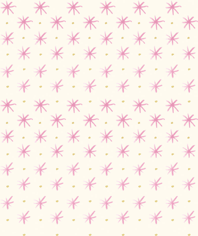 Flowers Collection Quilt Fabric - Stars in Rose Pink/Off White - BG037