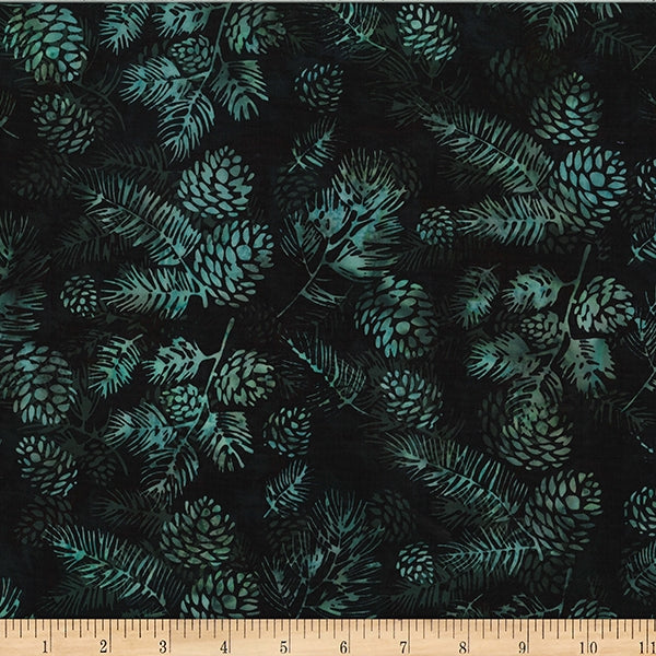 Forest Edge Batik Quilt Fabric - Pine Boughs in Nirvana Green - W2568-538 Nirvana