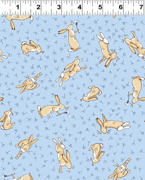 Guess How Much I Love You 2024 Quilt Fabric - Tossed Bunnies in Light Denim Blue - Y4247-87