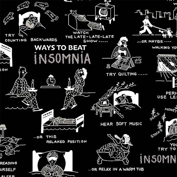 Insomnia Quilt Fabric - How to Beat Insomnia in Black - DCX12251-BLAC-D