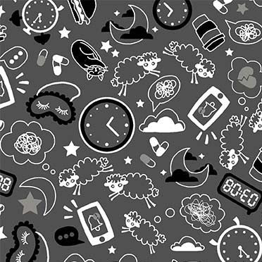 Insomnia Quilt Fabric - Night Time Doodle in Gray - DCX12252-GRAY-D