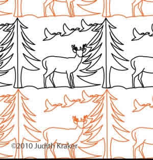 Longarm Pattern: Deer, Geese, Trees