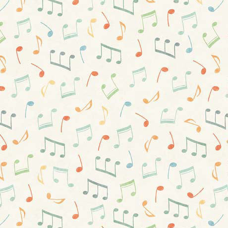 Jug Band Jamboree Quilt Fabric - Music Notes Toss in Cream - 2600 30526 E